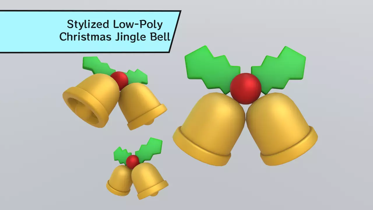 Stylized Low-Poly Christmas Jingle Bell Low-poly 3D model_0