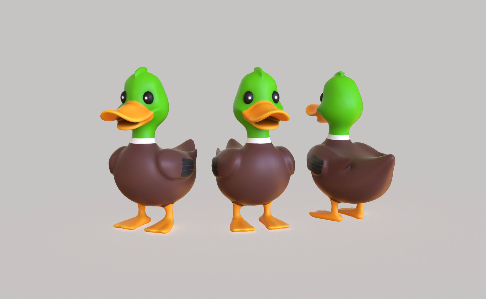 Cartoon Duck Cute 04 Low-poly 3D model_2