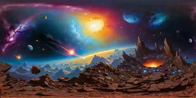 8K HDR Shattered Planetary Remains Background