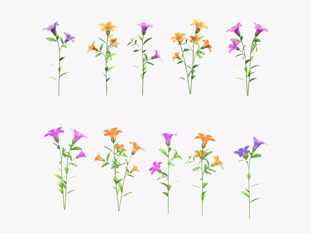 Azalea Flower Low Poly 3D model_0