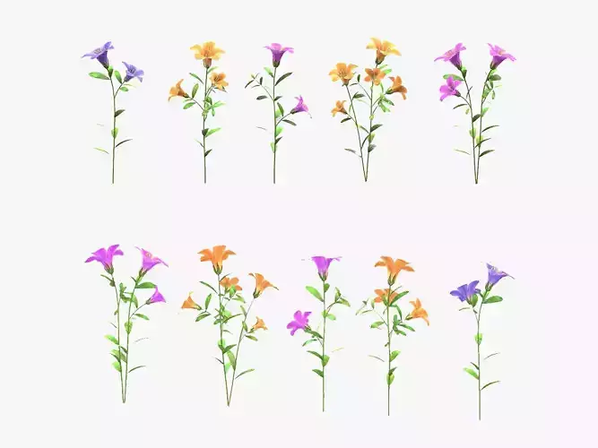 Azalea Flower Low Poly 3D model