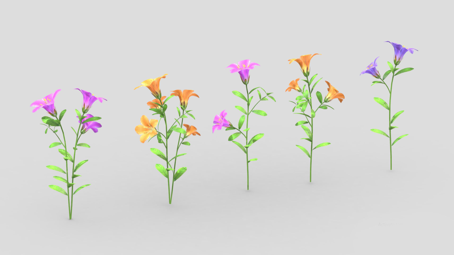 Azalea Flower Low Poly 3D model_5