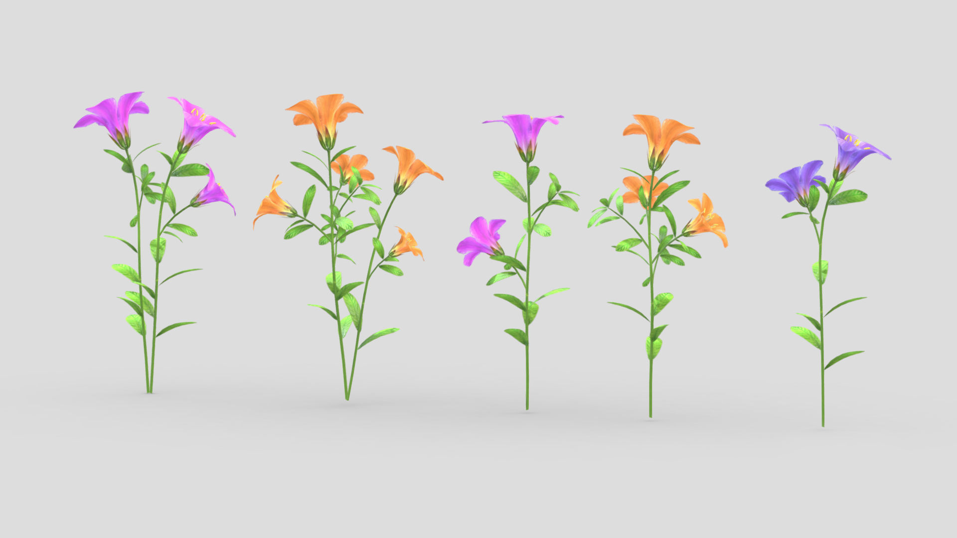 Azalea Flower Low Poly 3D model_8