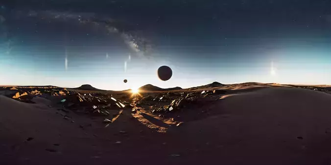 8K HDR Fragmented Planetary Remnants Background