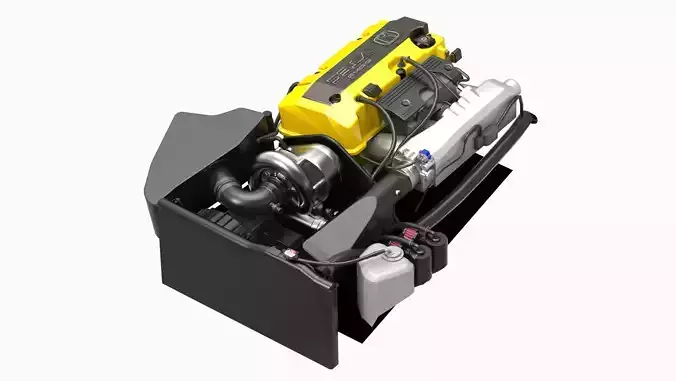 Honda S2000 F20C Supercharged Engine Low-poly 3D model