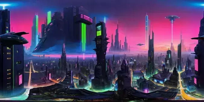 8K HDR Cyberpunk Metropolis Background