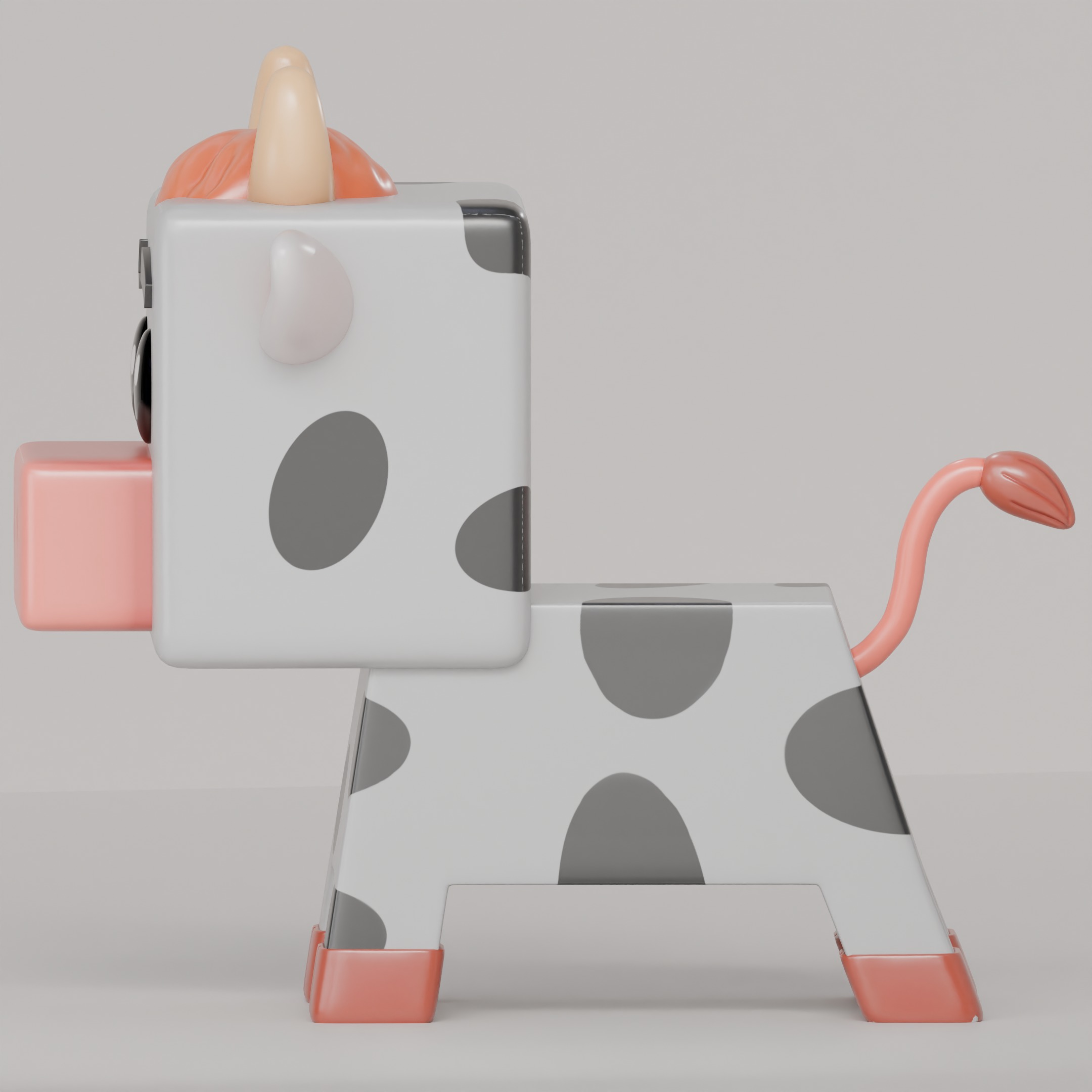 Blocky cow - cute 3D printable model 3D print model_2