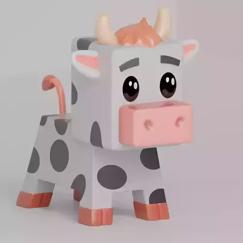 Blocky cow - cute 3D printable model