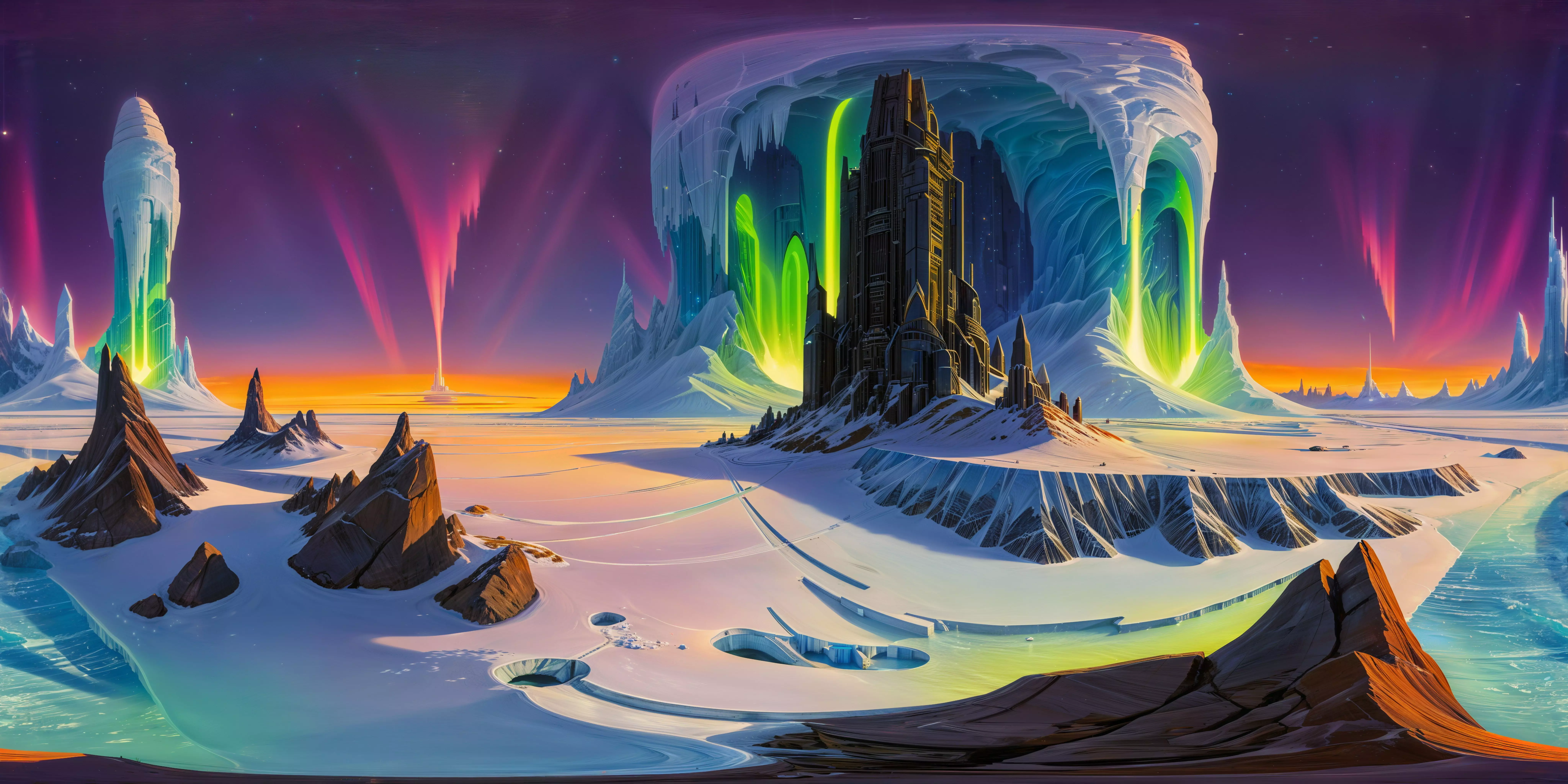 8K HDR Frozen Tundra Aurora Background 3D model_0