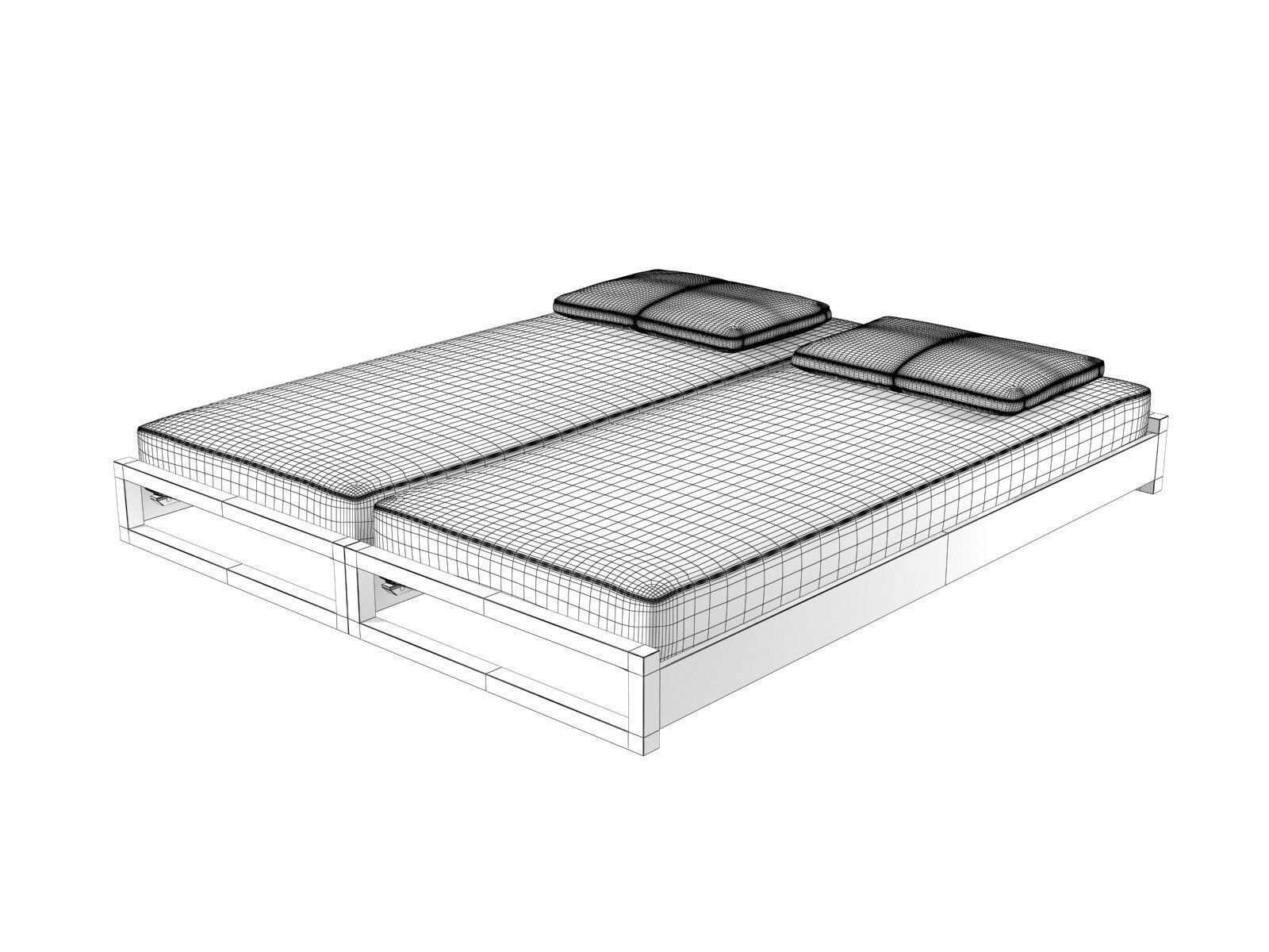 Guest Double Bed 3D model_4