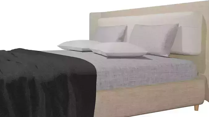 Queen Size Bed QFB-03v1 Low-poly 3D model