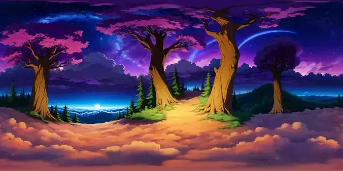 8K HDR Mystical Night Forest Background