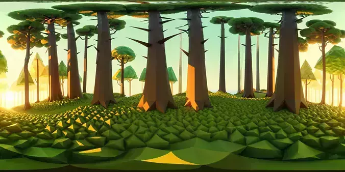 8K HDR Mystical Forest Sunrise Background 3D model