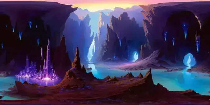 8K HDR Shimmering Crystal Cavern Background
