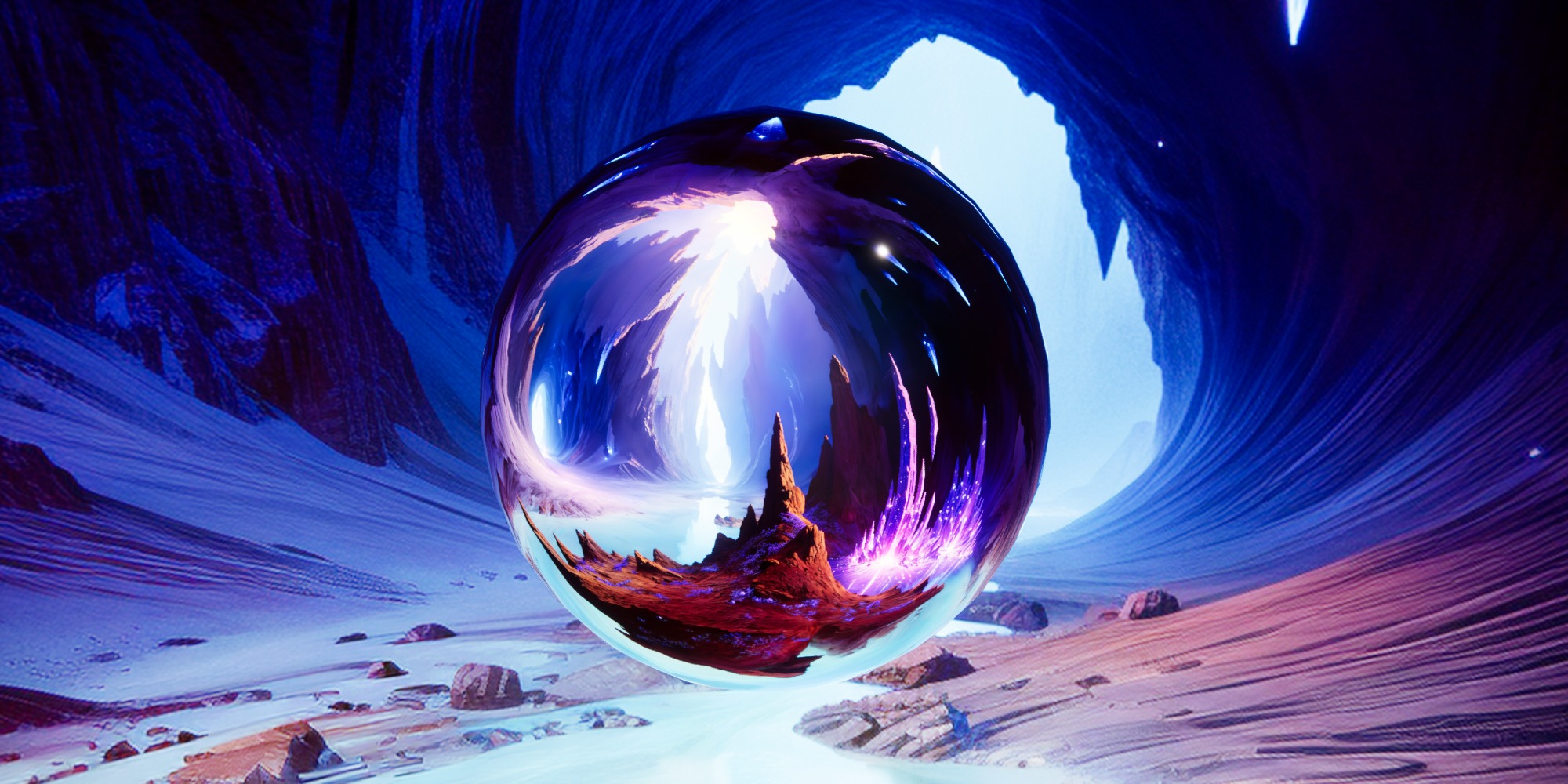 8K HDR Shimmering Crystal Cavern Background 3D model_2