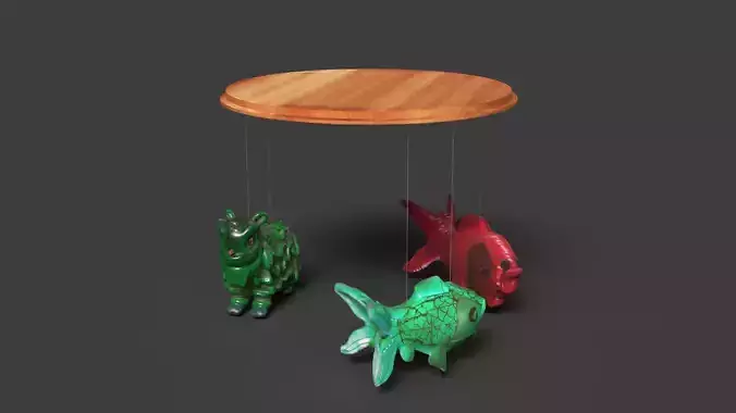 Chinese fish  lantern with lion dance costume  Low-poly 3D model