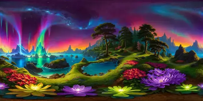 8K HDR Alien Garden Background