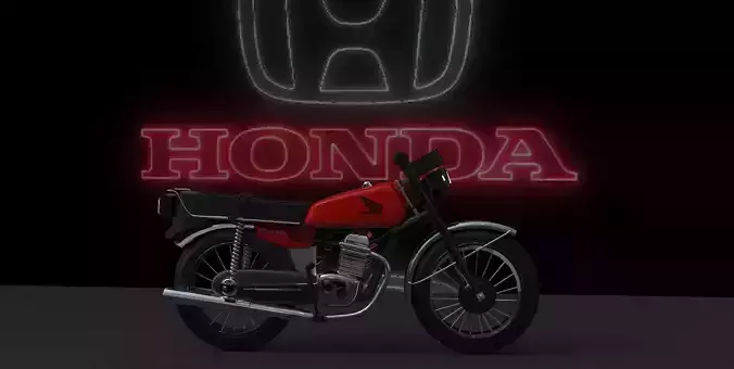 Honda CG125 Detailed 3D Model Retro Motorbike for Vray Blender 3D model