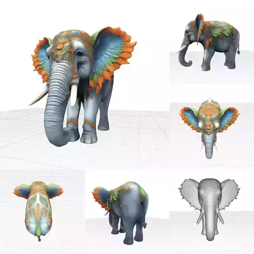 Majestic Ornamental Elephant Low-poly 3D model