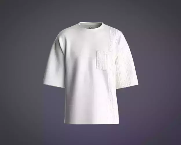 Mens oversized t-shirt with cut and sew and patch pocket 