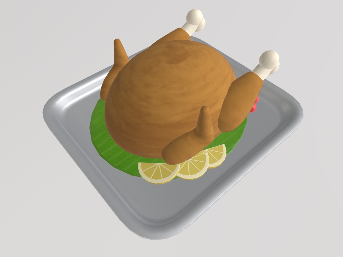 Stylized Low-Poly Roasted Chicken Low-poly 3D model_3
