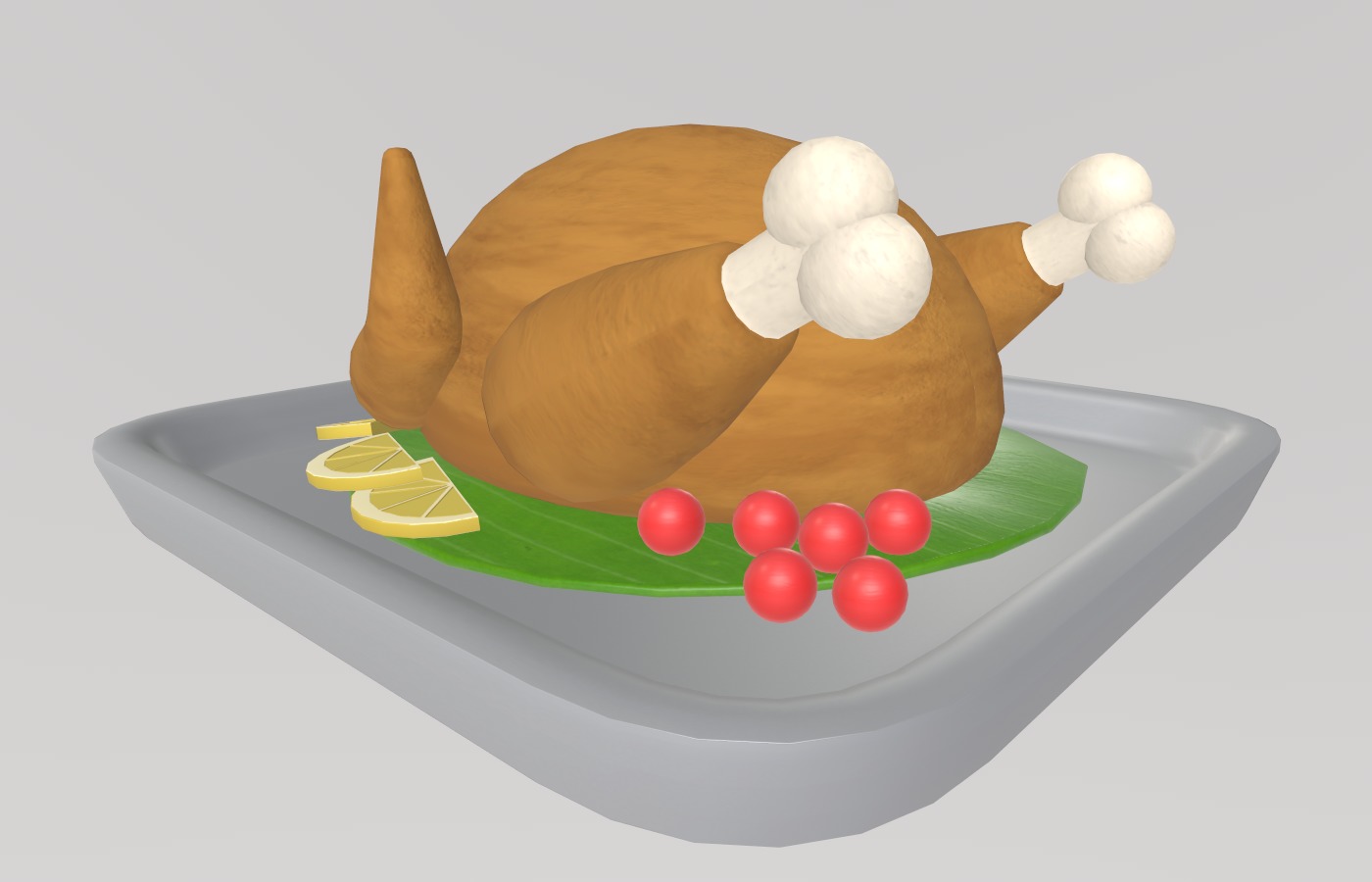 Stylized Low-Poly Roasted Chicken Low-poly 3D model_4