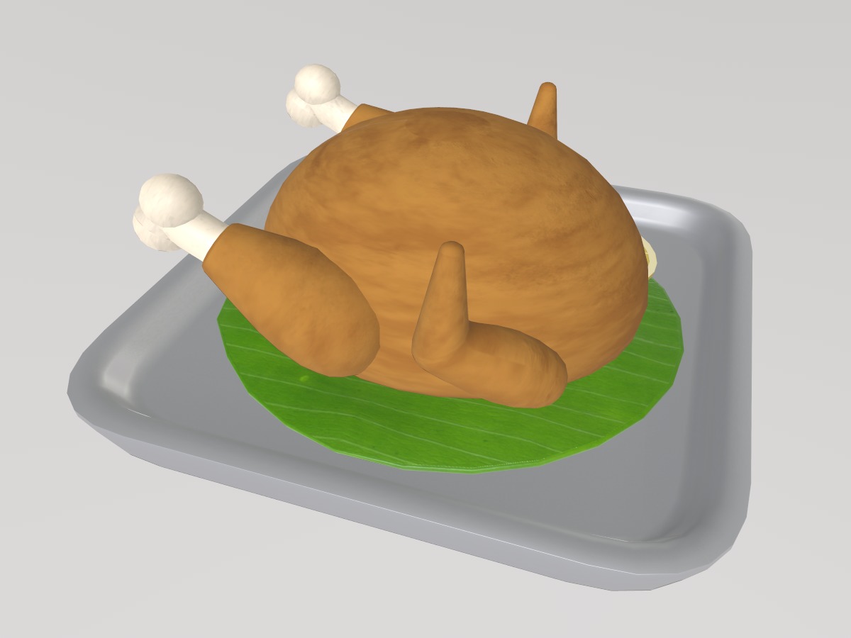 Stylized Low-Poly Roasted Chicken Low-poly 3D model_5