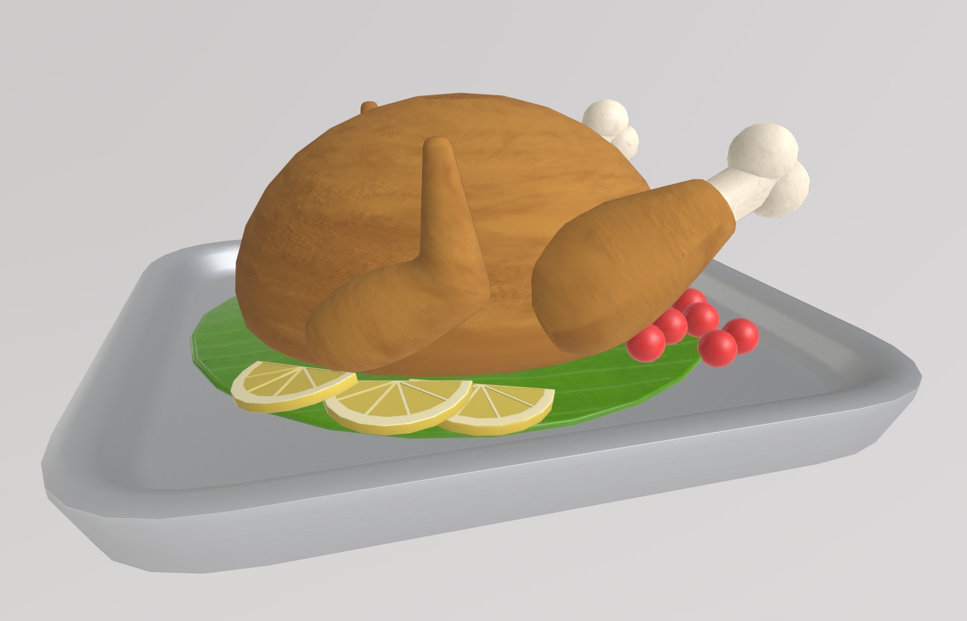 Stylized Low-Poly Roasted Chicken Low-poly 3D model_2