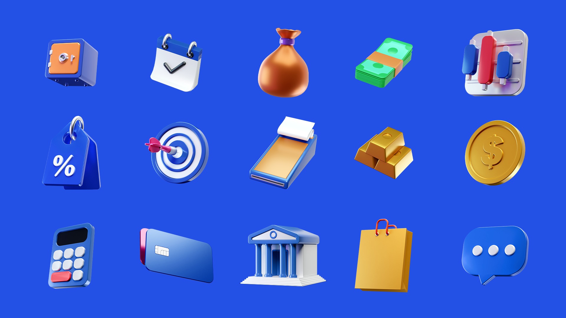 Finance 3D Illustration Icons Low Poly 3D model_2