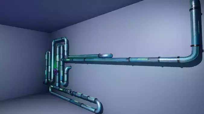 Sci-Fi Pipe Modular with Green Smoke for Unreal Engine