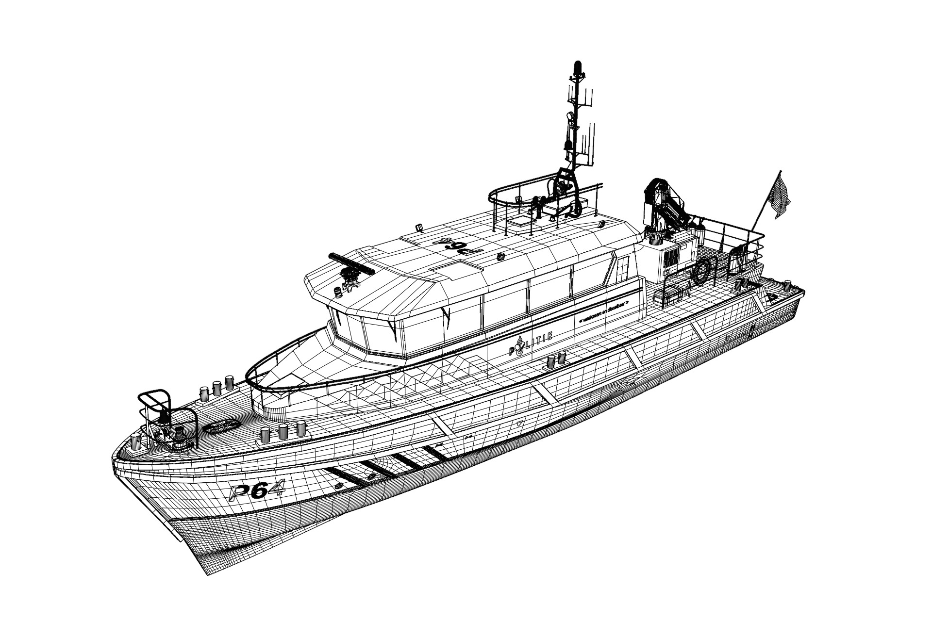 Politieboot P64 3D model_10