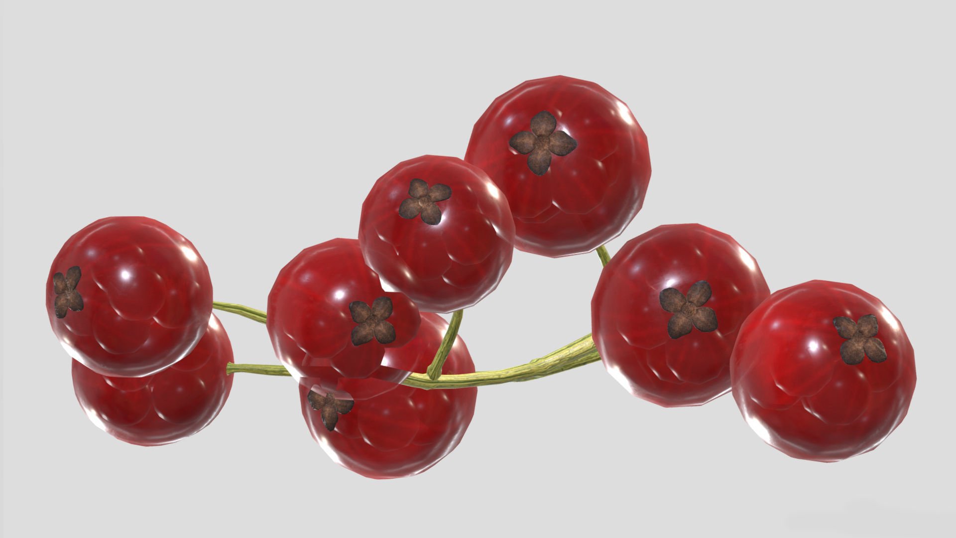 Currants Low Poly 3D model_8