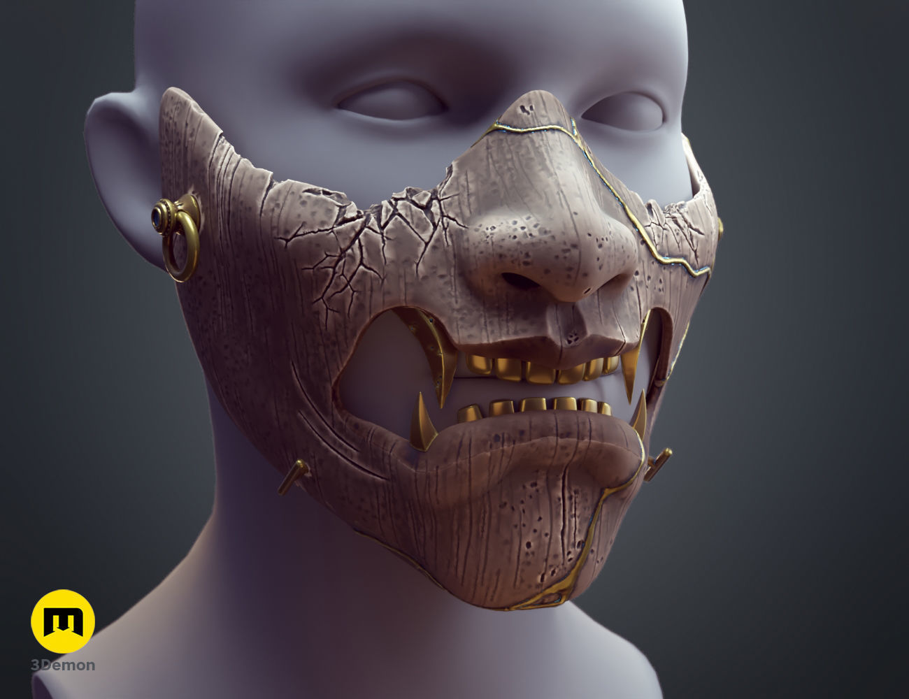 Ghost of Yotei Samurai Mask 3D print model_15