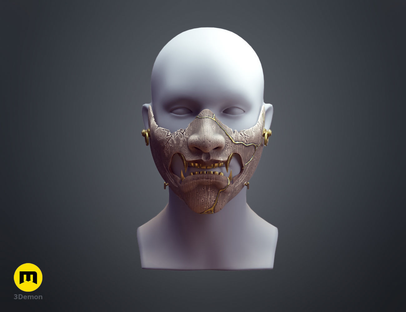 Ghost of Yotei Samurai Mask 3D print model_14