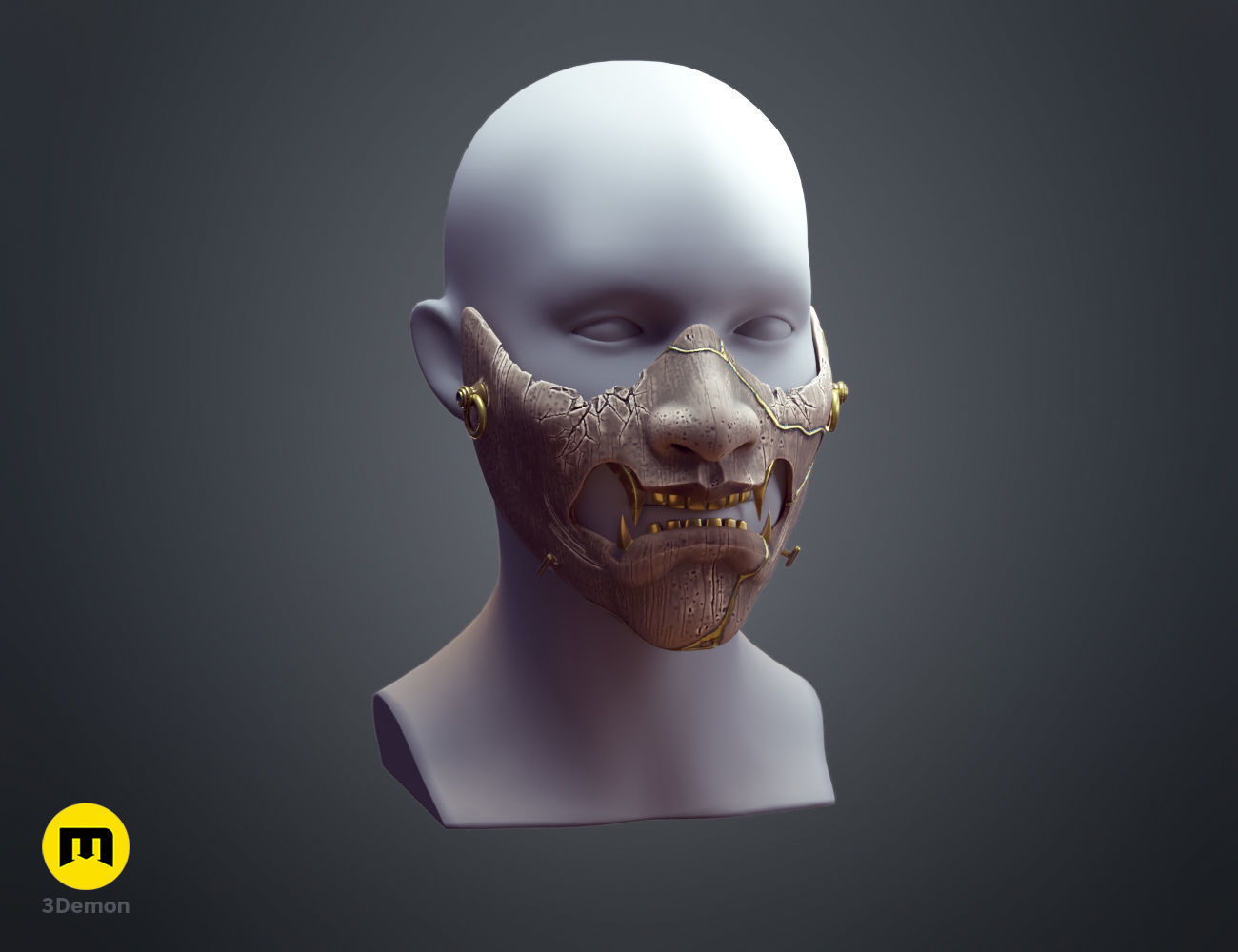 Ghost of Yotei Samurai Mask 3D print model_16