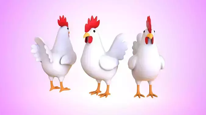 Cartoon Chicken Cute 02 Low-poly 3D model