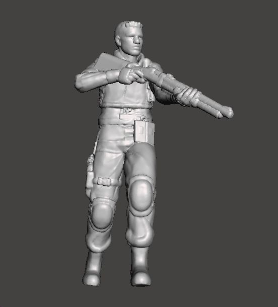 RE1 CHRIS WITH SHOTGUN MINIATURE MODEL HORROR OR SCIFI GAMES RPG 3D print model_8