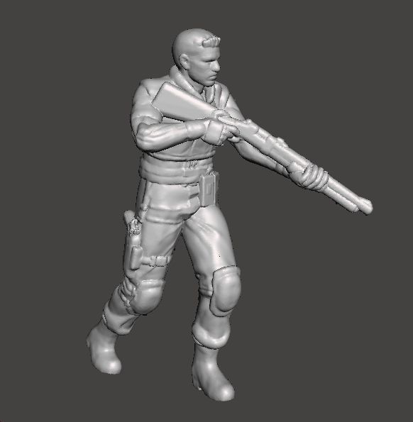 RE1 CHRIS WITH SHOTGUN MINIATURE MODEL HORROR OR SCIFI GAMES RPG 3D print model_3