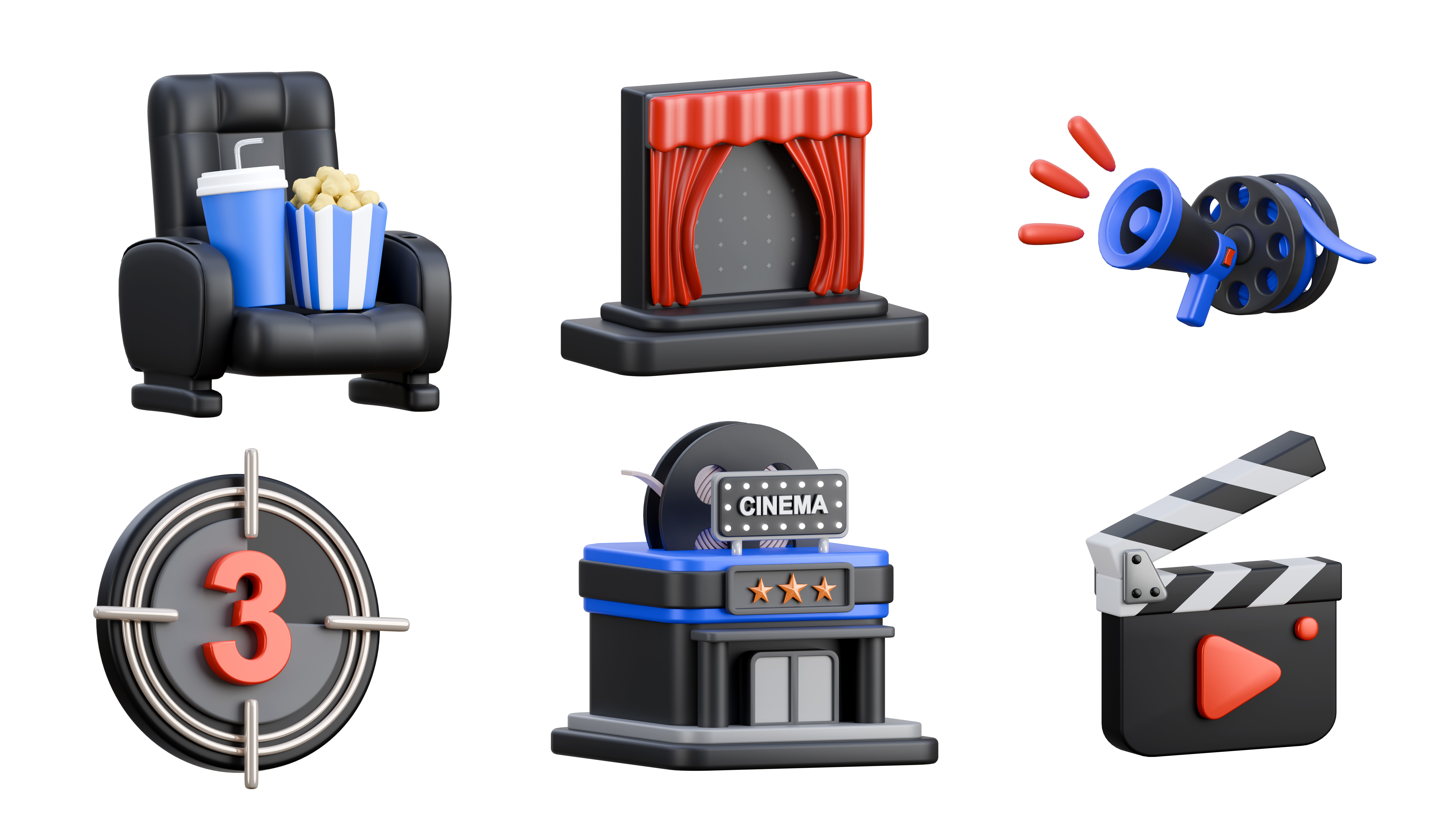 Cinema 3D Icon Illustration 3D model_2