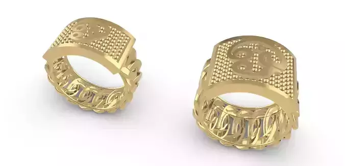 0253 Indian God Cuban Ring 3D print model
