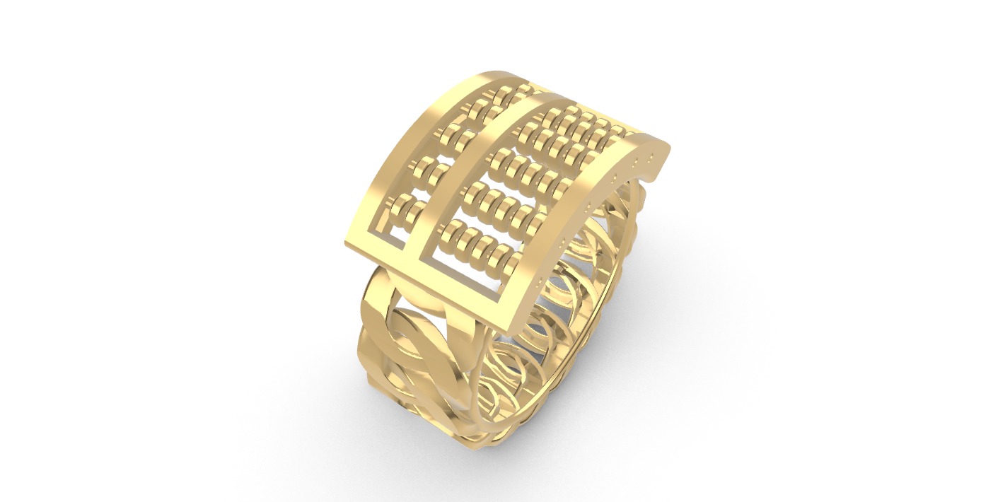 0254 Abacus Cuban Ring 3D print model_1