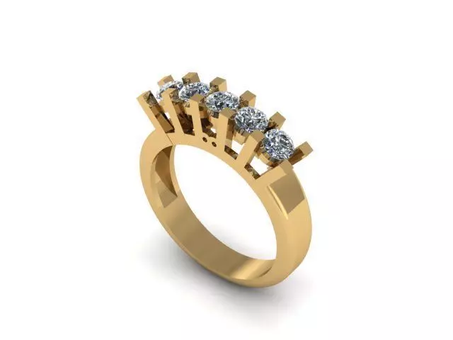 5 Stone Diamond Ring Band Engagement Free 3D print model