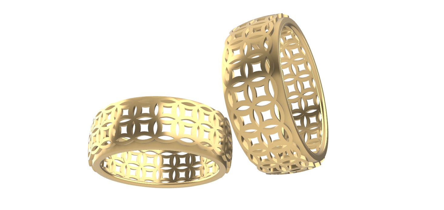0260 Double Coin Ring 3D print model_1