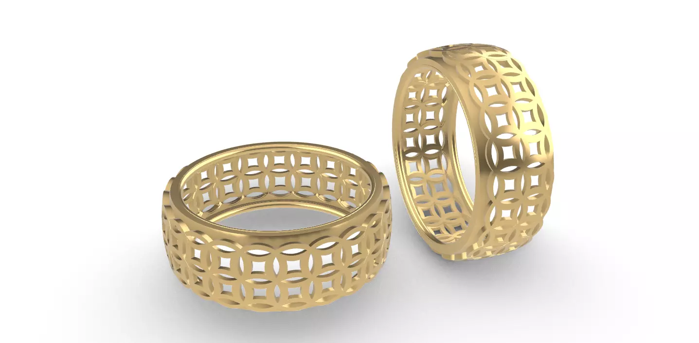 0260 Double Coin Ring 3D print model_0
