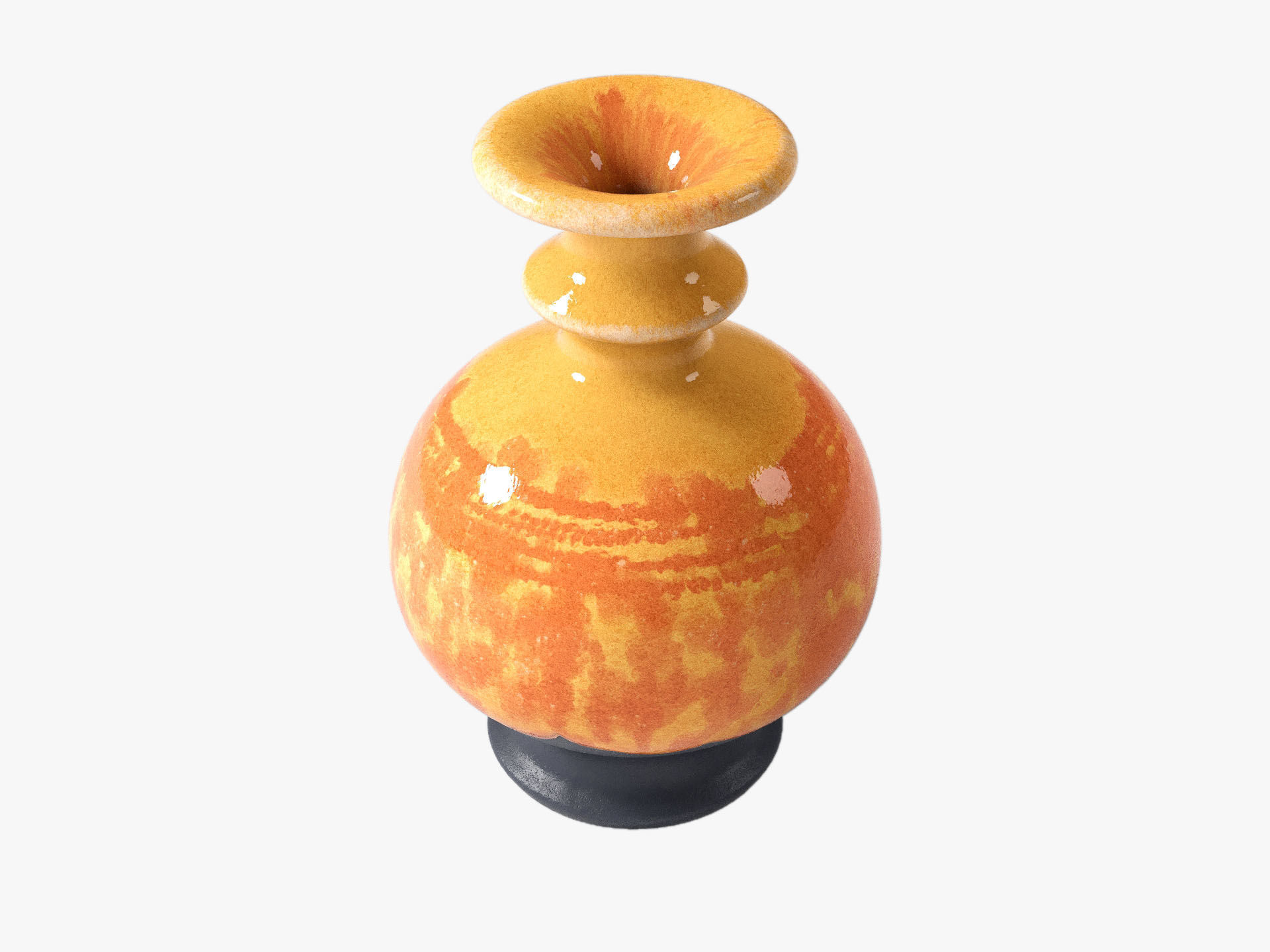Orange Pop Art Vase Set 3D model_46