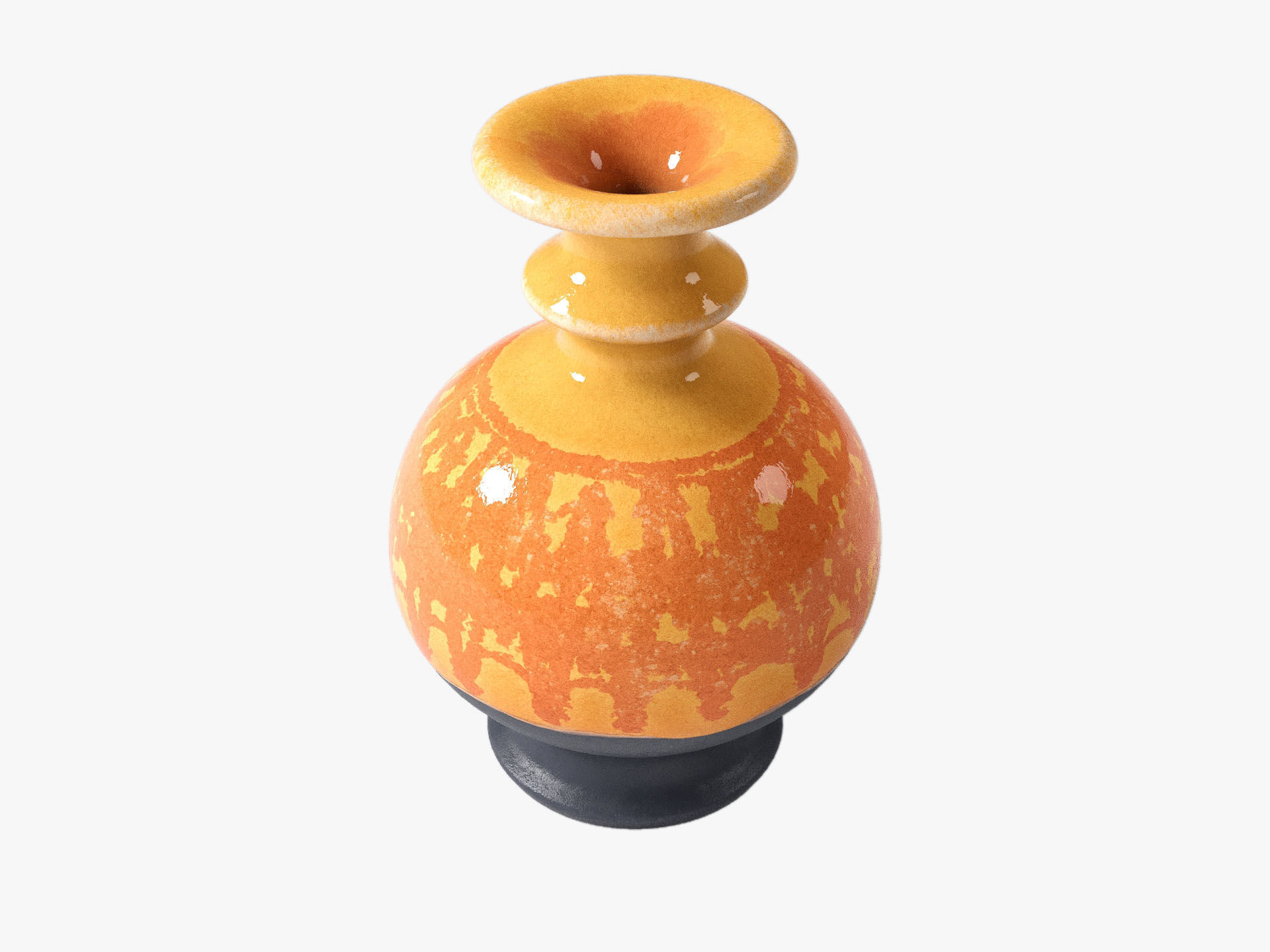 Orange Pop Art Vase Set 3D model_35