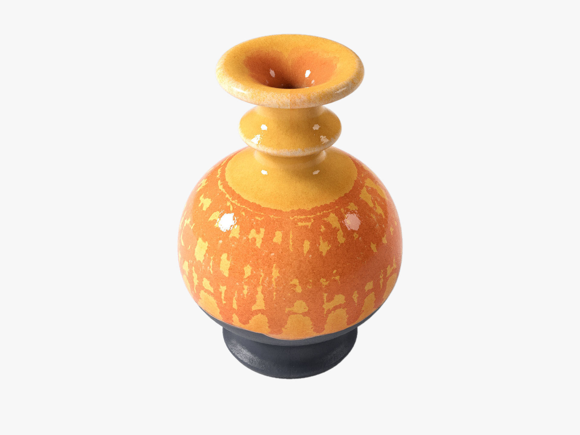 Orange Pop Art Vase Set 3D model_36