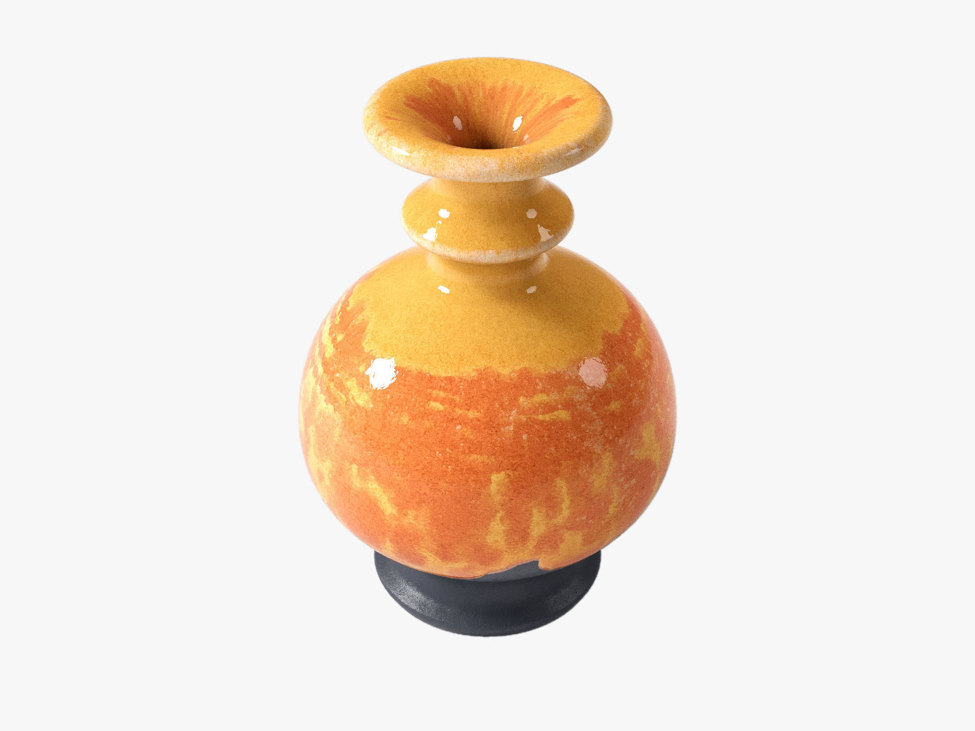 Orange Pop Art Vase Set 3D model_45