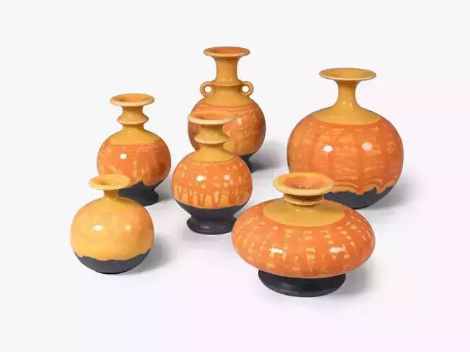 Orange Pop Art Vase Set