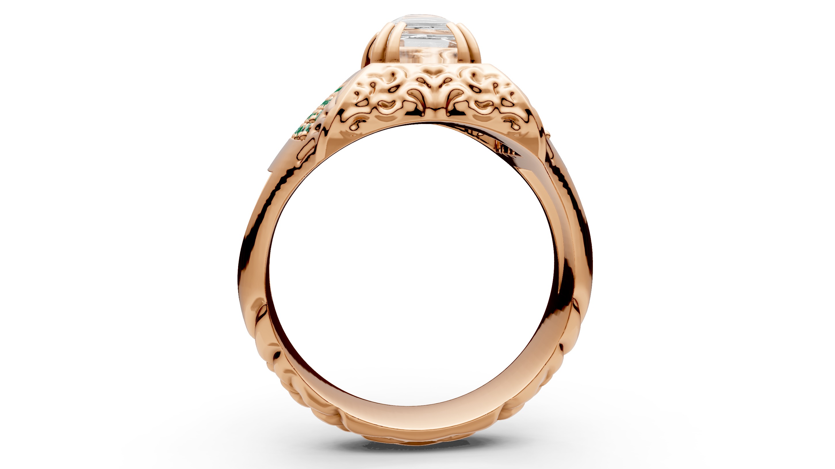 RectangleCabochon Signet Ring 3D print model_1